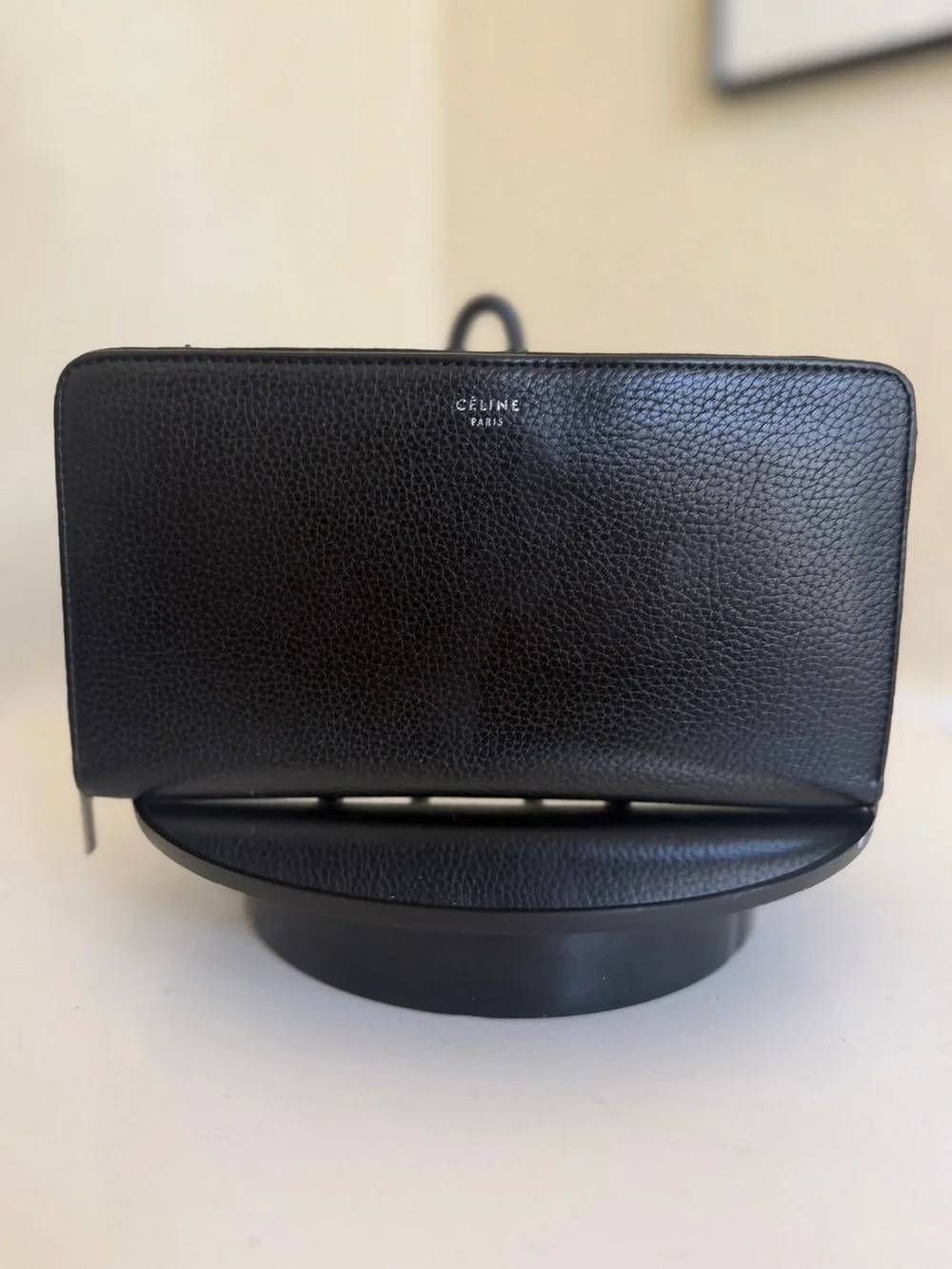 Celine Paris Large Zipped Continental Wallet Black Calfskin Zip-around Clutch